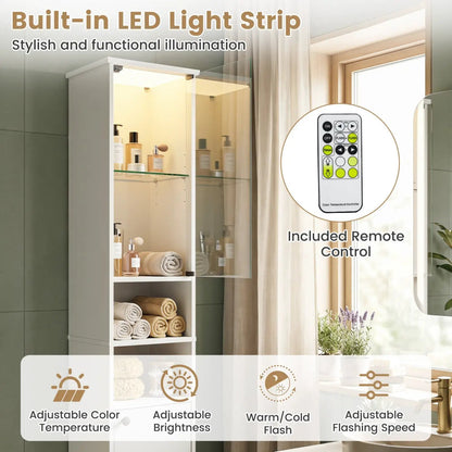Tall Bathroom Storage Cabinet and LED Lights