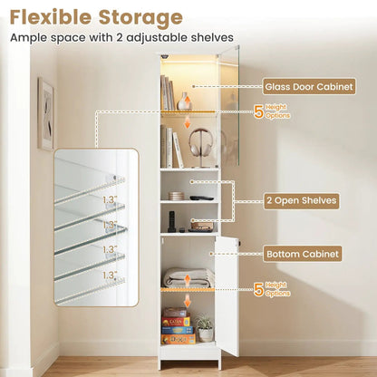 Tall Bathroom Storage Cabinet and LED Lights