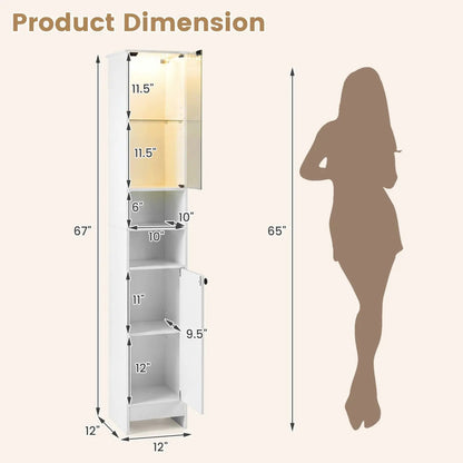 Tall Bathroom Storage Cabinet and LED Lights