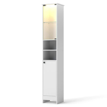 Tall Bathroom Storage Cabinet and LED Lights