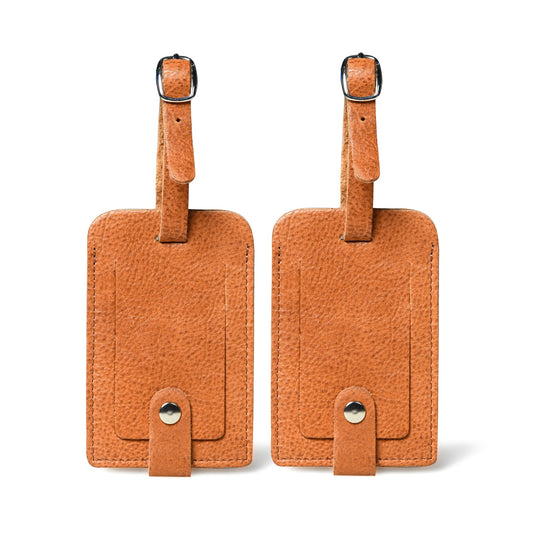 Tan Leather Luggage Tags Set - Tampa Home & Garden Store