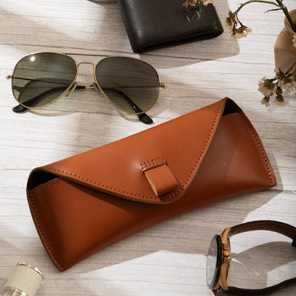 Tan Leather Sunglasses Case - Tampa Home & Garden Store