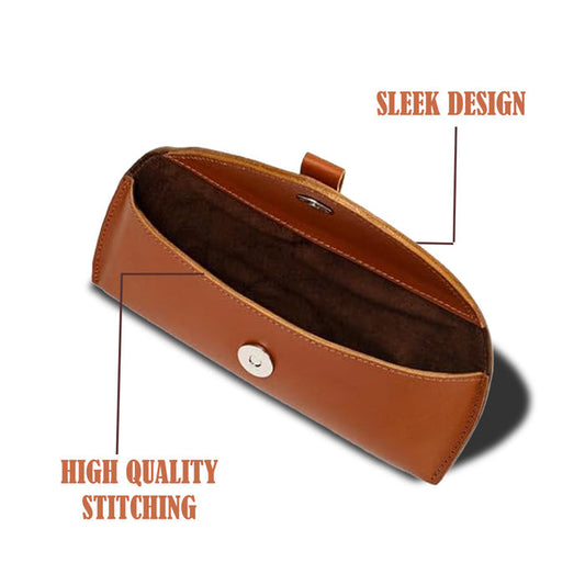 Tan leather sunglasses case with microfiber interior by Classy Leather Bags on Tampa Home & Garden Store