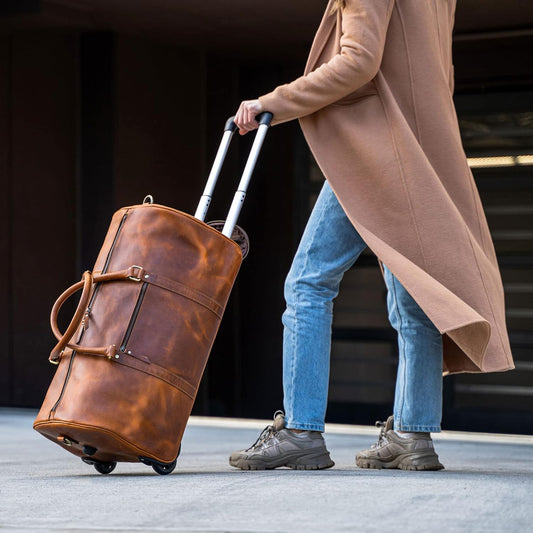 Tan Leather Trolley Bag 44L - Tampa Home & Garden Store