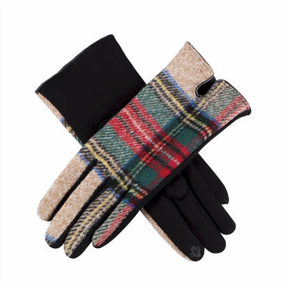 Tan, Red, Green, Yellow, Black Tartan Plaid Touchscreen Gloves - Tampa Home & Garden Store