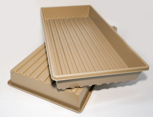 Thunder Acres heavy-duty growing trays tan ribbed plastic for wheatgrass & microgreens on Tampa Home & Garden Store