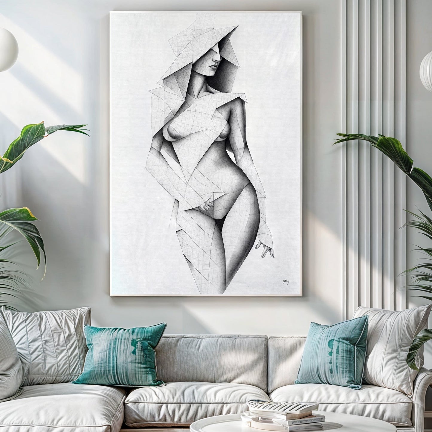 Canvas Print Tangible Point by Tailored Canvases, geometric female form on crafting canvas on Tampa Home & Garden Store