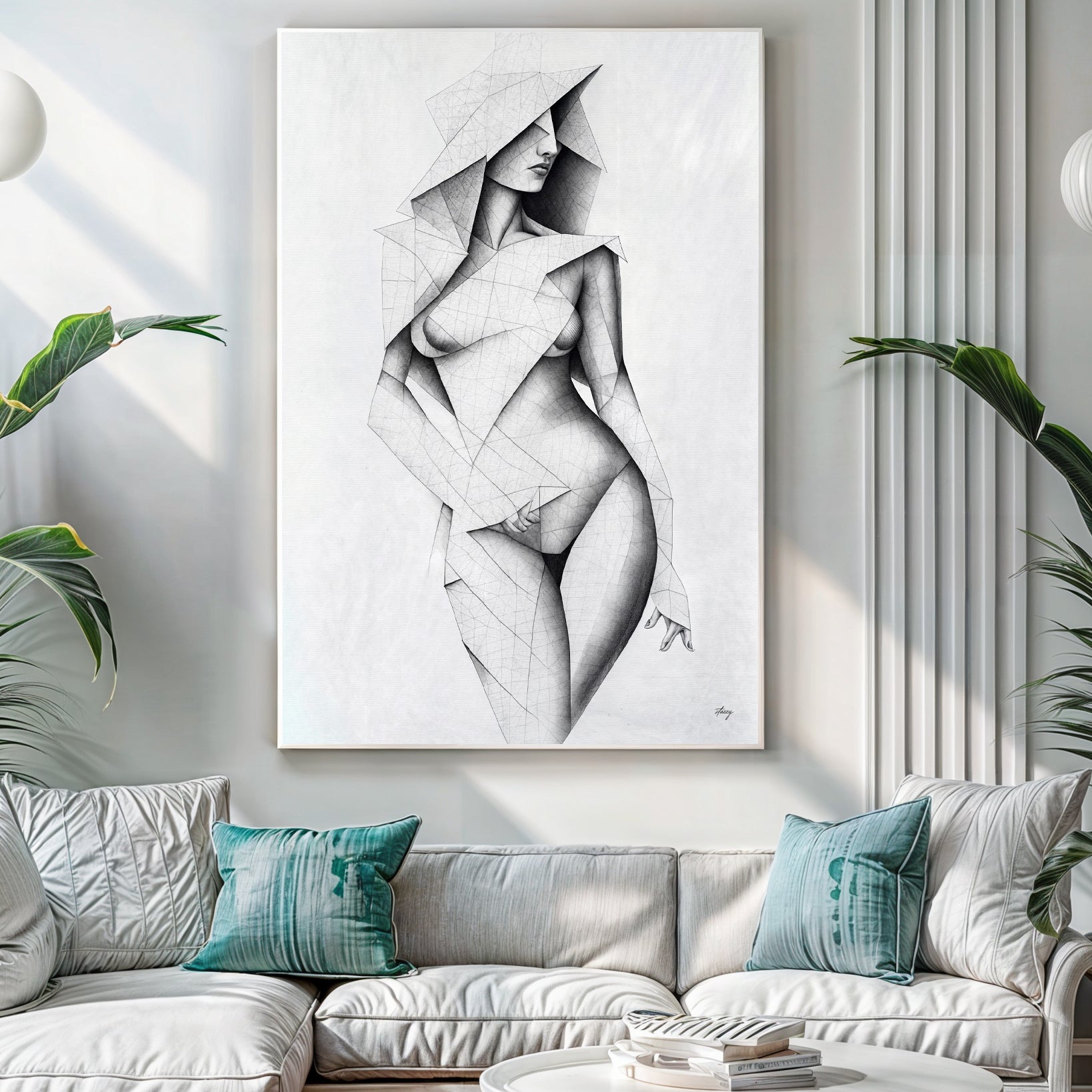 Canvas Print Tangible Point by Tailored Canvases, geometric female form on crafting canvas on Tampa Home & Garden Store
