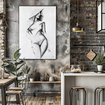 Canvas Print Tangible Point Tailored Canvases; grayscale geometric female figure on canvas on Tampa Home & Garden Store