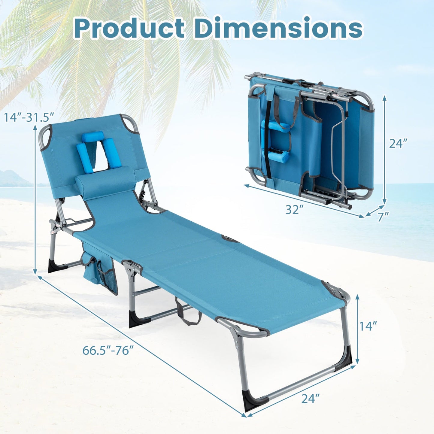 Tanning Chair with Face Arm Holes Folding Chair