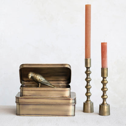 Taper Candle Holders, Antique Gold Finish, Set of 2 - Tampa Home & Garden Store