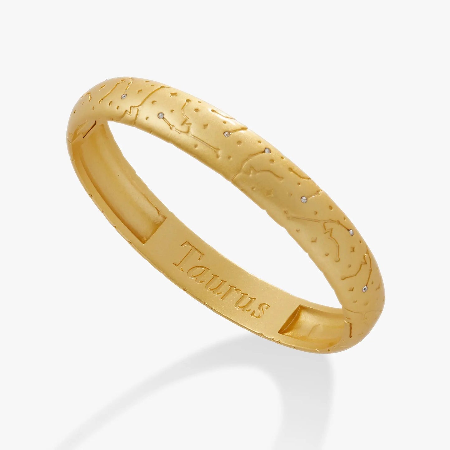 Taurus Zodiac Hinge Bangle With Crystals