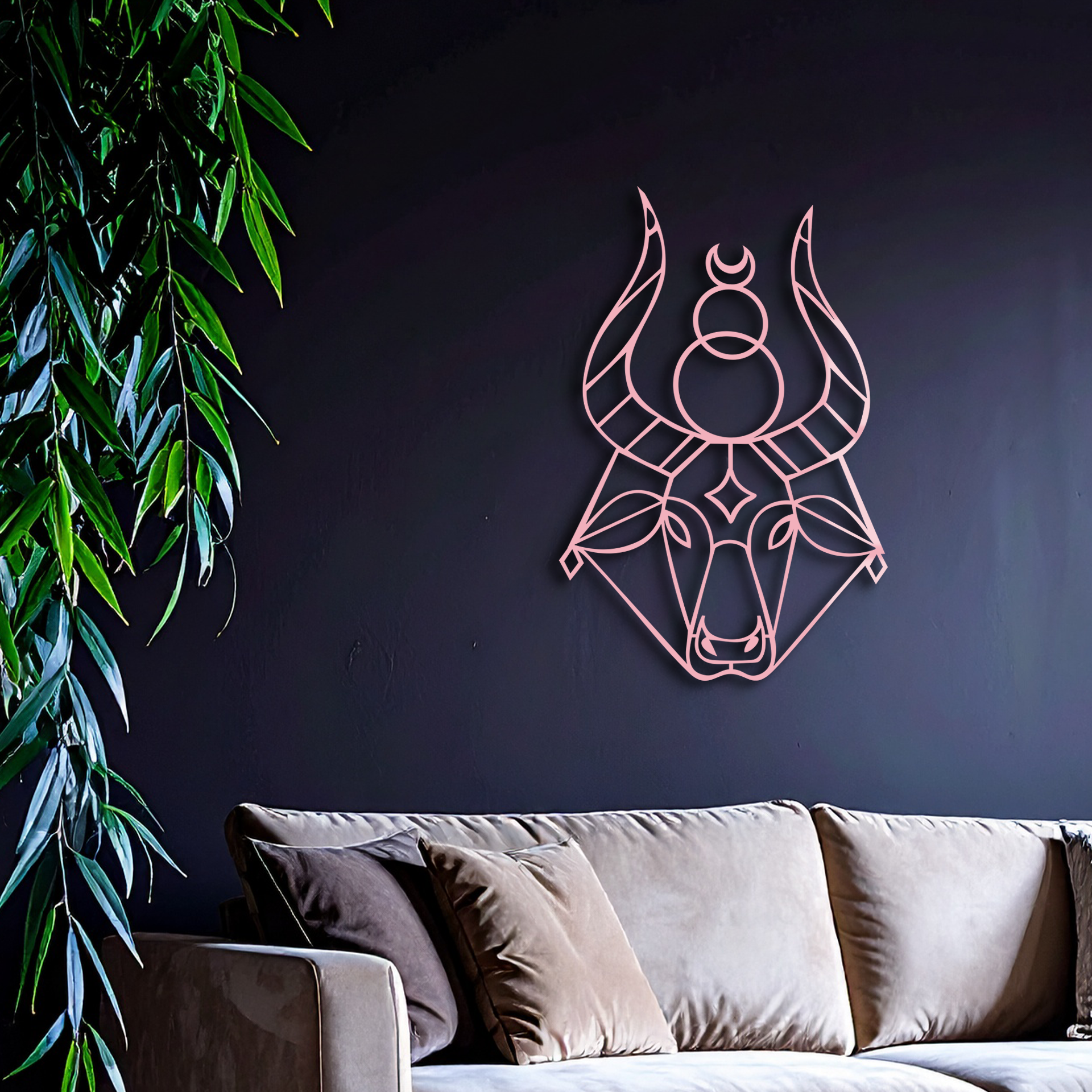 Taurus Zodiac Metal Wall Art – Geometric Bull Head Astrology Home Decor - KAFGP142 - Tampa Home & Garden Store