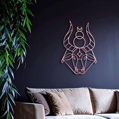 Taurus Zodiac Metal Wall Art – Geometric Bull Head Astrology Home Decor - KAFGP142 - Tampa Home & Garden Store