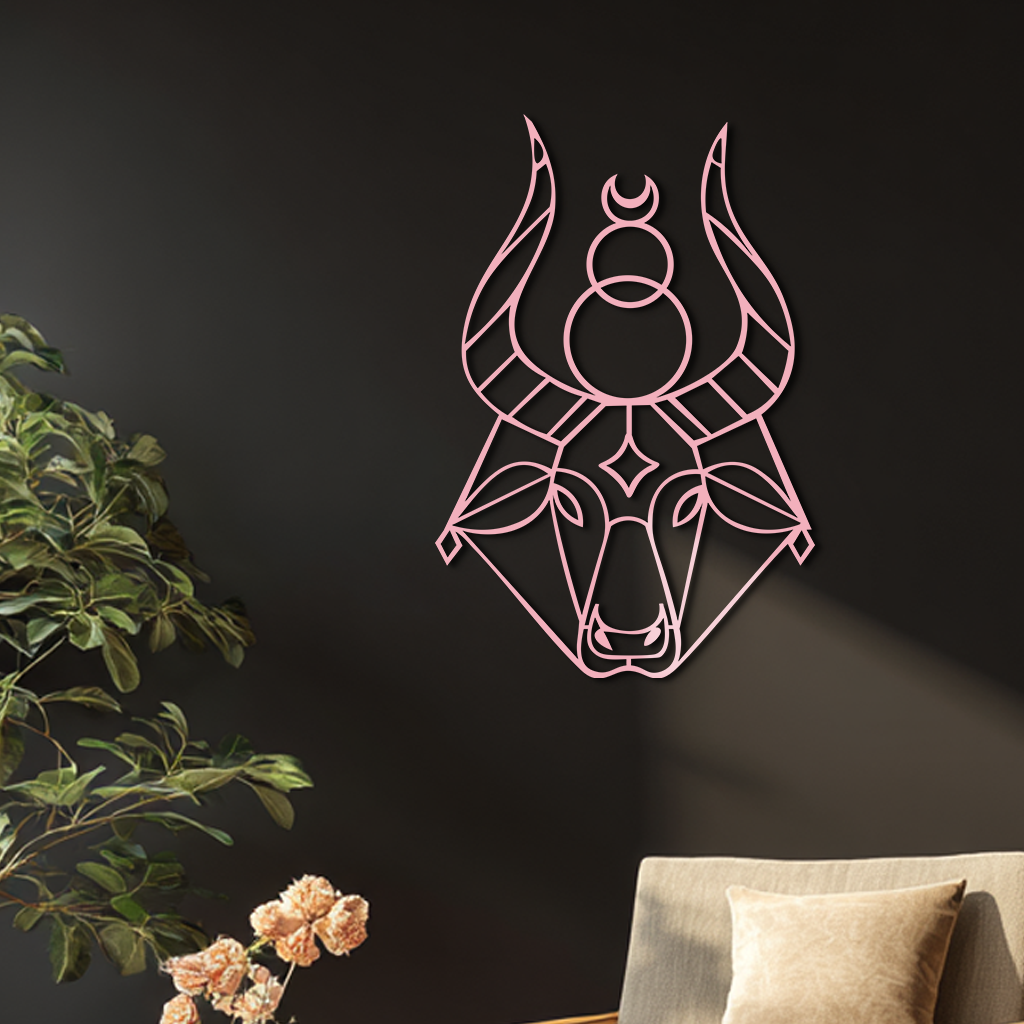 Taurus Zodiac Metal Wall Art – Geometric Bull Head Astrology Home Decor - KAFGP142 - Tampa Home & Garden Store