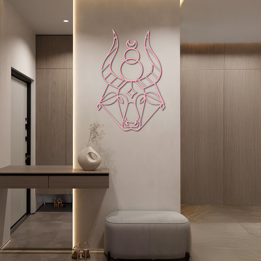 Taurus Zodiac Metal Wall Art – Geometric Bull Head Astrology Home Decor - KAFGP142 - Tampa Home & Garden Store