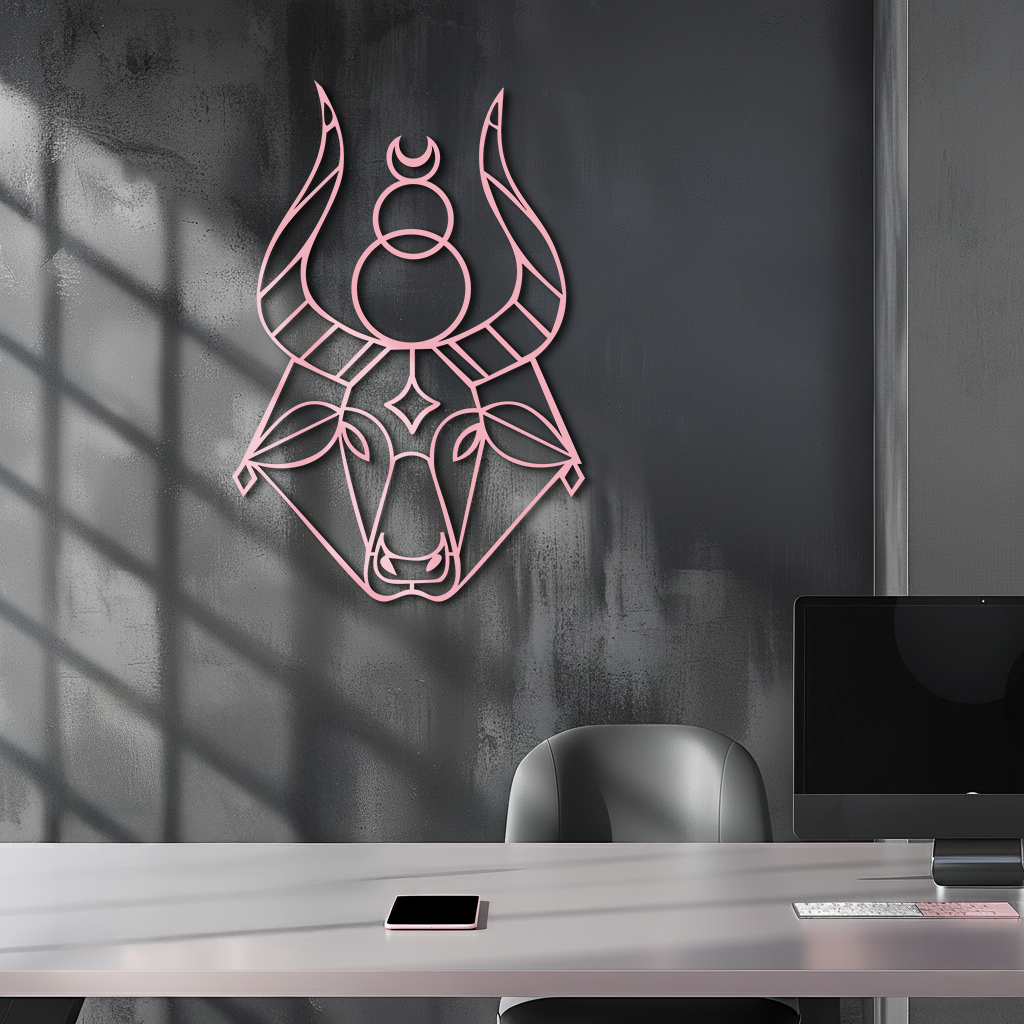 Taurus Zodiac Metal Wall Art – Geometric Bull Head Astrology Home Decor - KAFGP142 - Tampa Home & Garden Store