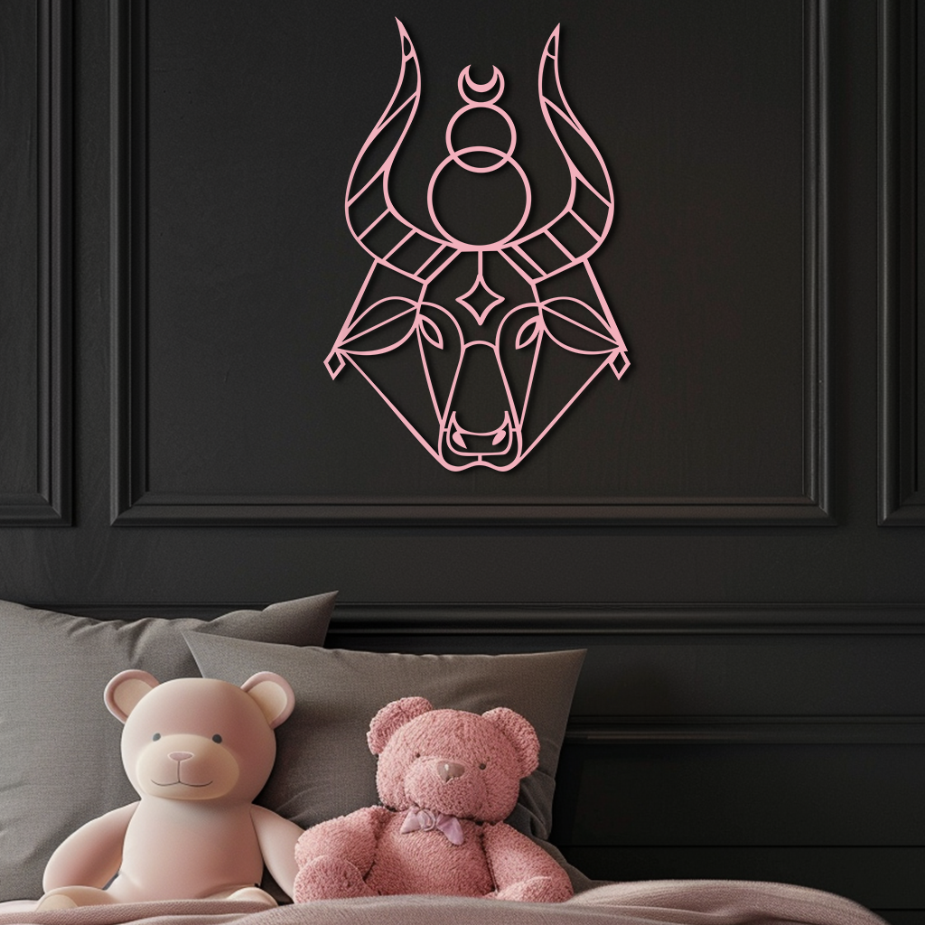 Taurus Zodiac Metal Wall Art – Geometric Bull Head Astrology Home Decor - KAFGP142 - Tampa Home & Garden Store