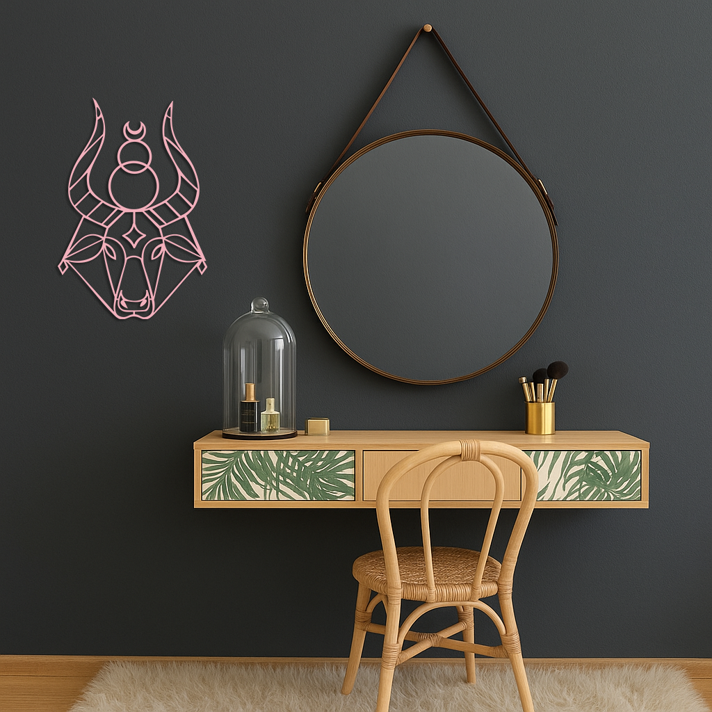 Taurus Zodiac Metal Wall Art – Geometric Bull Head Astrology Home Decor - KAFGP142 - Tampa Home & Garden Store