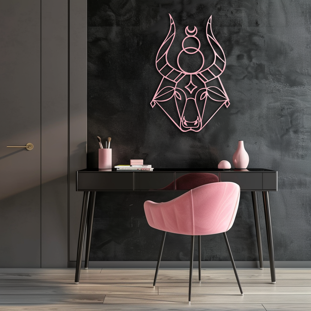 Taurus Zodiac Metal Wall Art – Geometric Bull Head Astrology Home Decor - KAFGP142 - Tampa Home & Garden Store