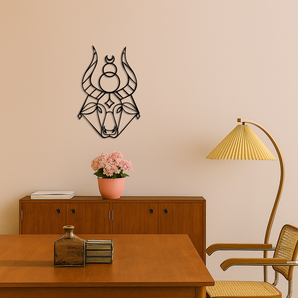 Taurus Zodiac Metal Wall Art – Geometric Bull Head Astrology Home Decor - KAFGP142 - Tampa Home & Garden Store