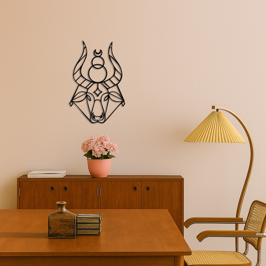 Taurus Zodiac Metal Wall Art – Geometric Bull Head Astrology Home Decor - KAFGP142 - Tampa Home & Garden Store