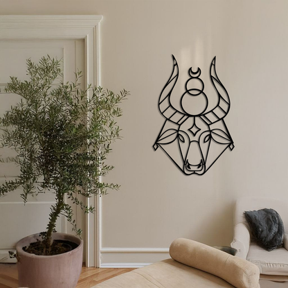 Taurus Zodiac Metal Wall Art – Geometric Bull Head Astrology Home Decor - KAFGP142 - Tampa Home & Garden Store