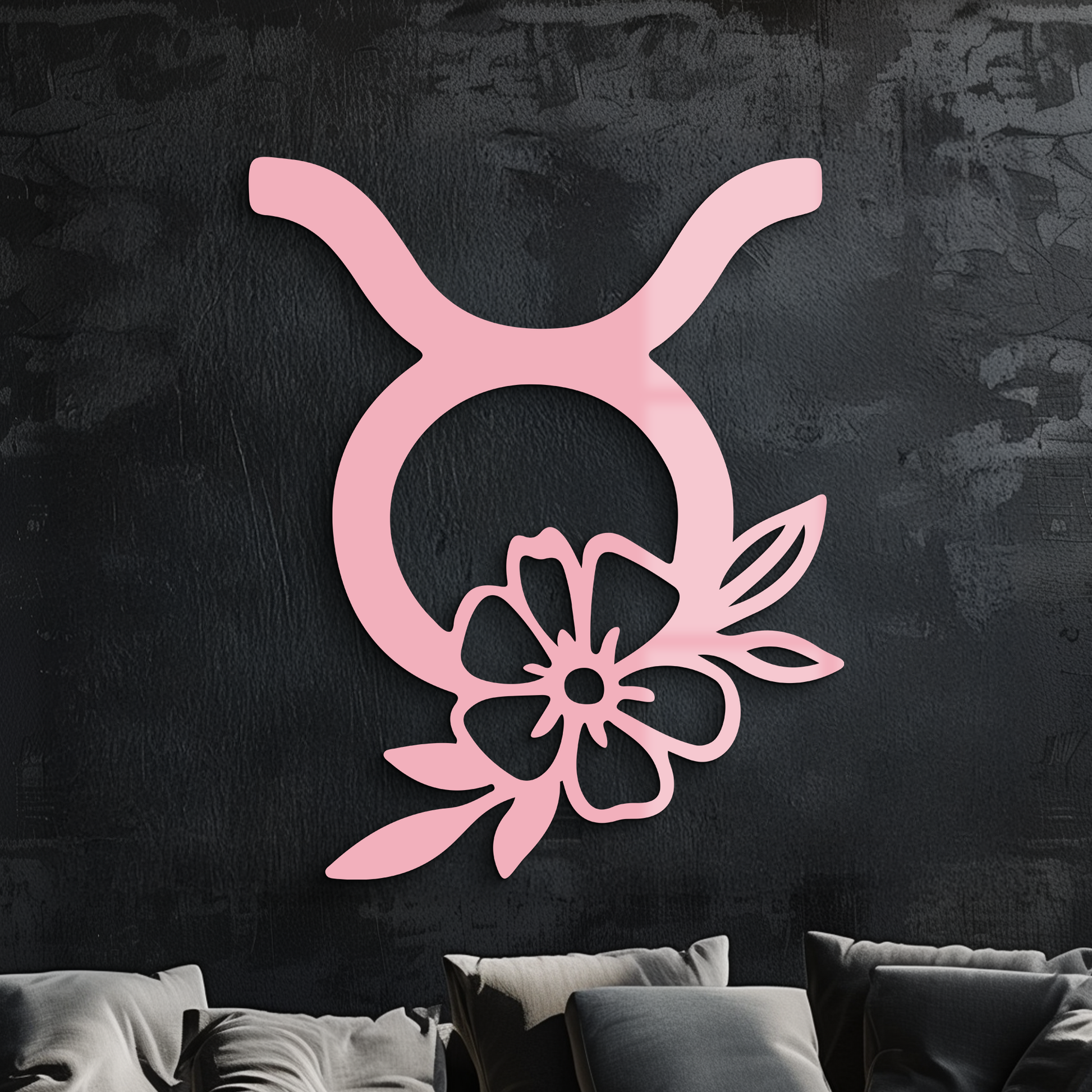 Taurus Zodiac Symbol Metal Wall Art – Floral Astrology Home Decor - KAFGP082 - Tampa Home & Garden Store