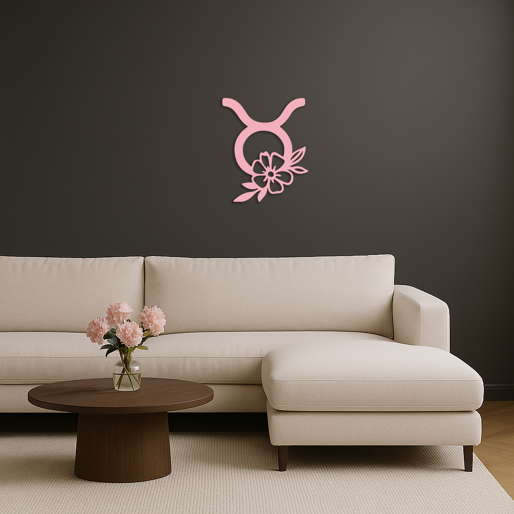 Taurus Zodiac Symbol Metal Wall Art – Floral Astrology Home Decor - KAFGP082 - Tampa Home & Garden Store