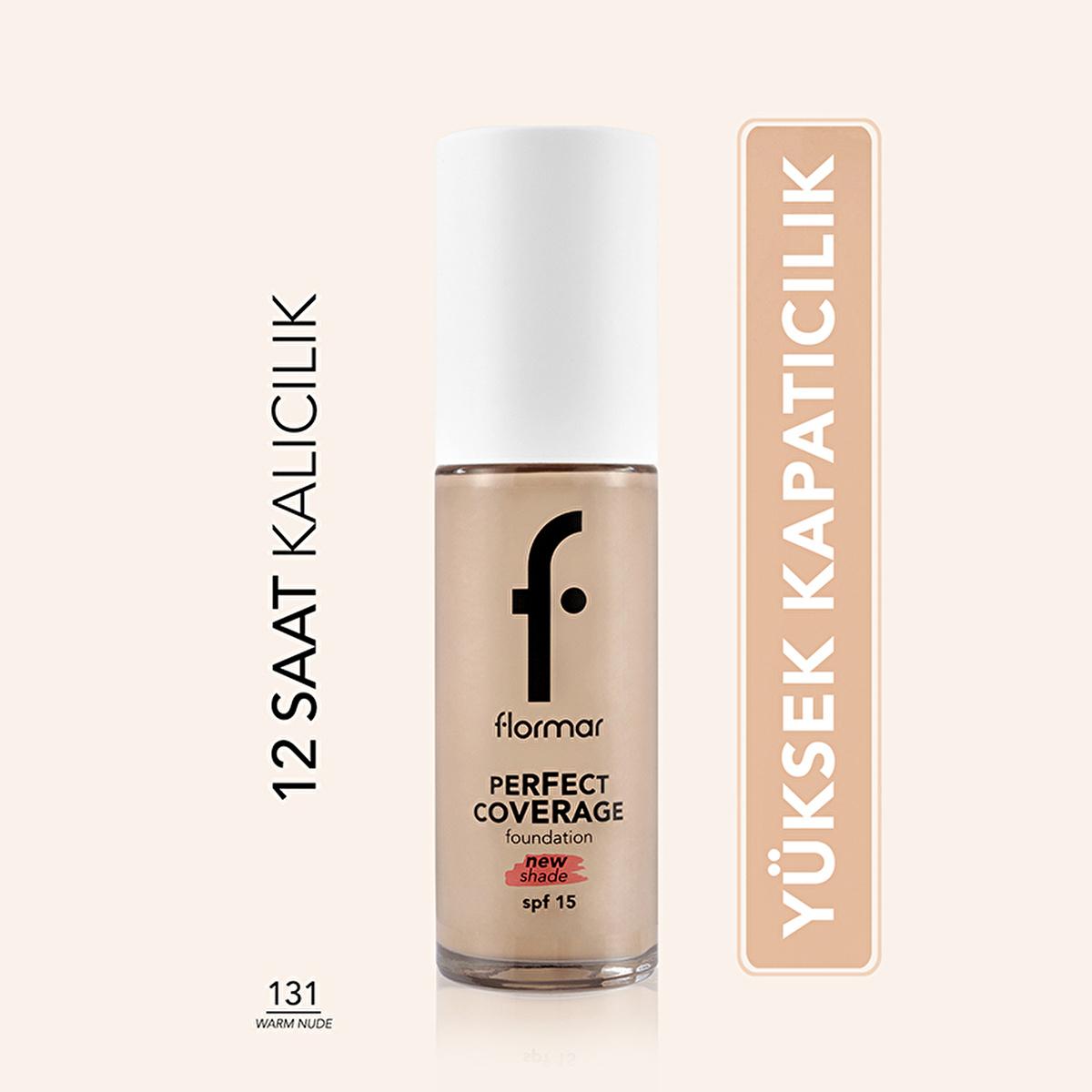 Foundation Flormar Perfect Coverage 131 Warm Nude SPF 15 bottle on Tampa Home & Garden Store