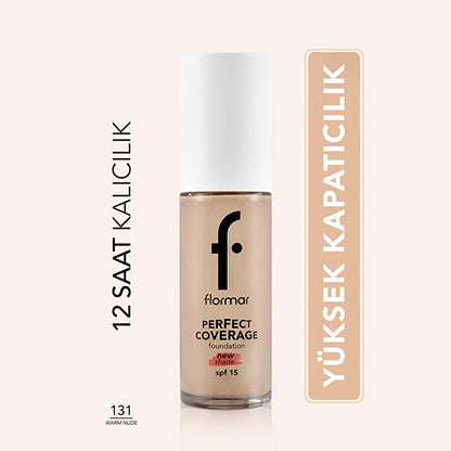 Foundation Flormar Perfect Coverage 131 Warm Nude SPF 15 bottle on Tampa Home & Garden Store
