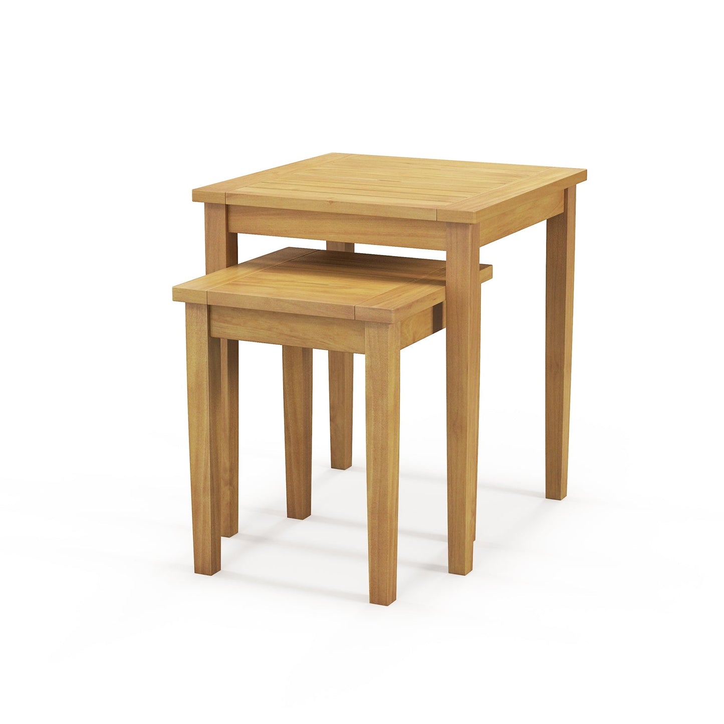Mesa apilable de teca para patio, diseño que ahorra espacio, 2 piezas