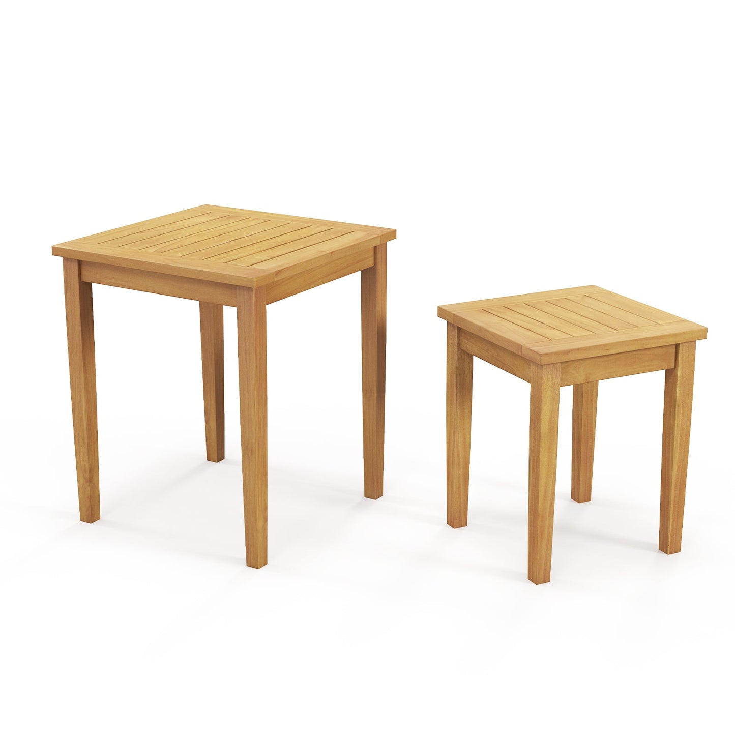 Mesa apilable de teca para patio, diseño que ahorra espacio, 2 piezas