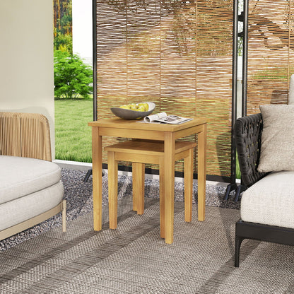 Mesa apilable de teca para patio, diseño que ahorra espacio, 2 piezas