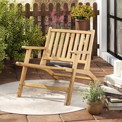 Sillón reclinable de teca para exteriores con cómodo respaldo y reposabrazos