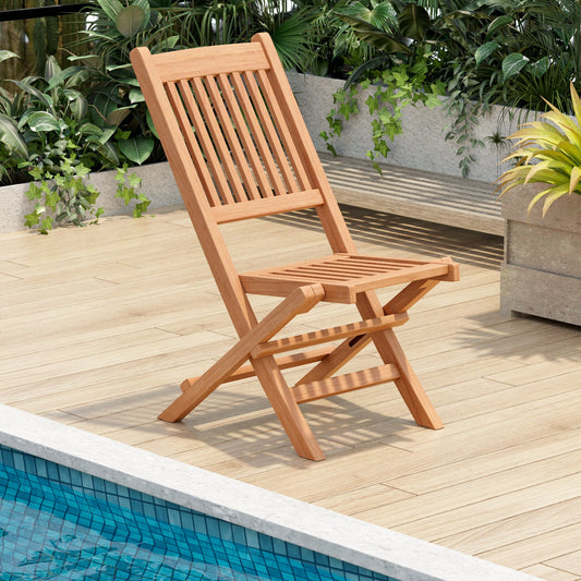 Indonesia Teak Wood Patio Folding Dining Chair with Slatted Seat - Tampa Home & Garden Store