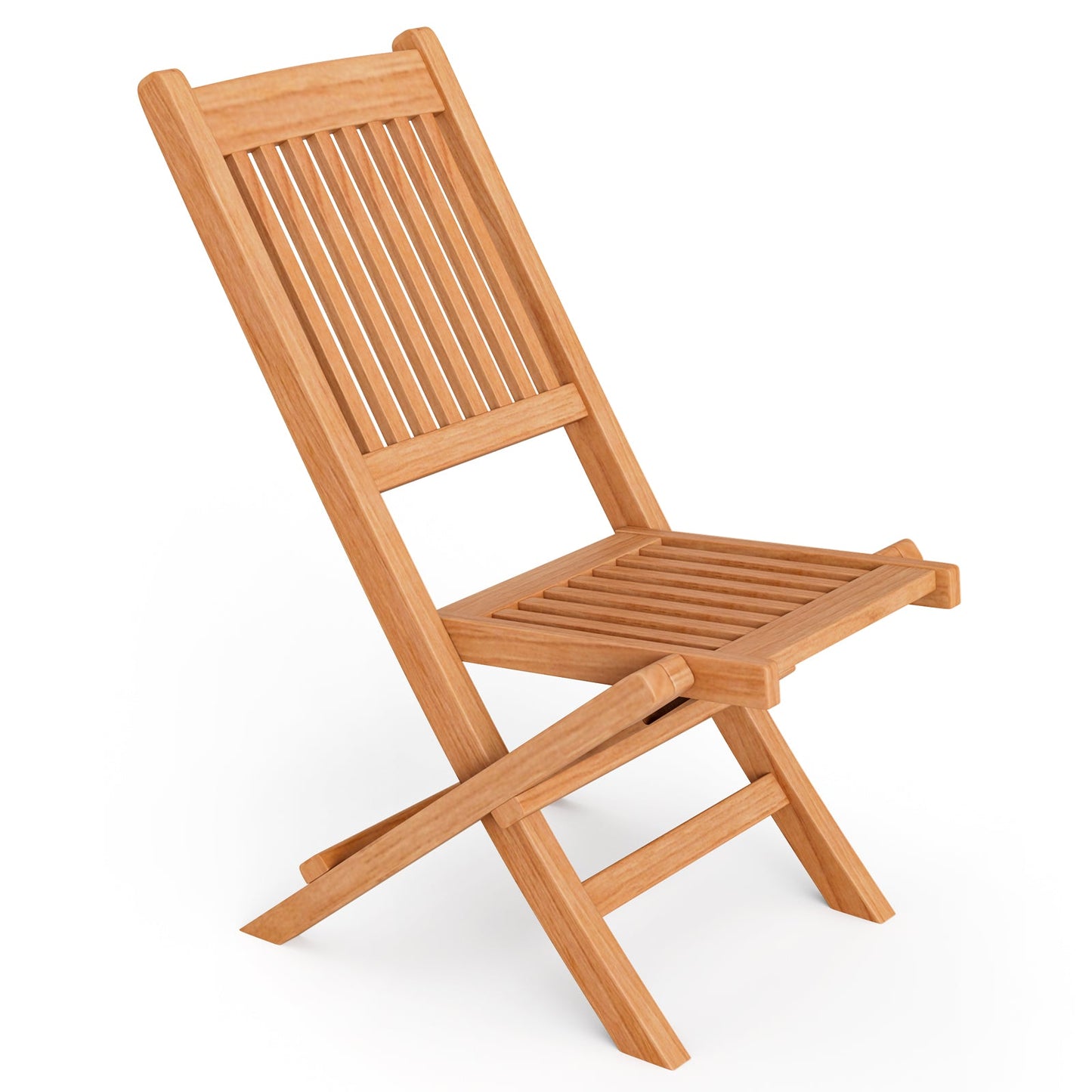 Silla plegable de comedor de patio de madera de teca de Indonesia con asiento de listones
