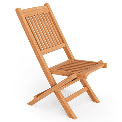 Silla plegable de comedor de patio de madera de teca de Indonesia con asiento de listones