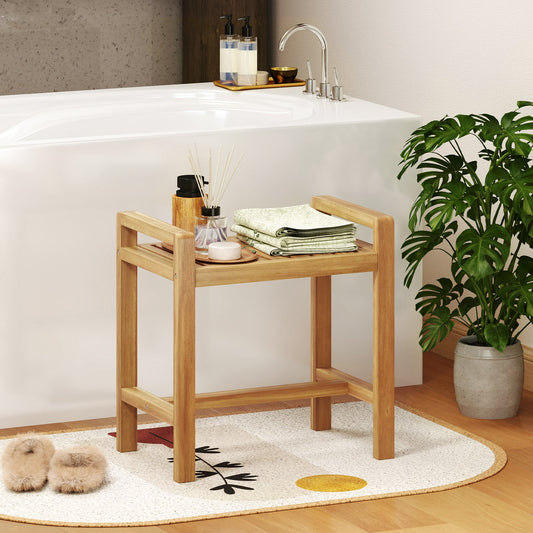 Teak Wood Shower Bench for Inside Shower Shaving Legs - Tampa Home & Garden Store