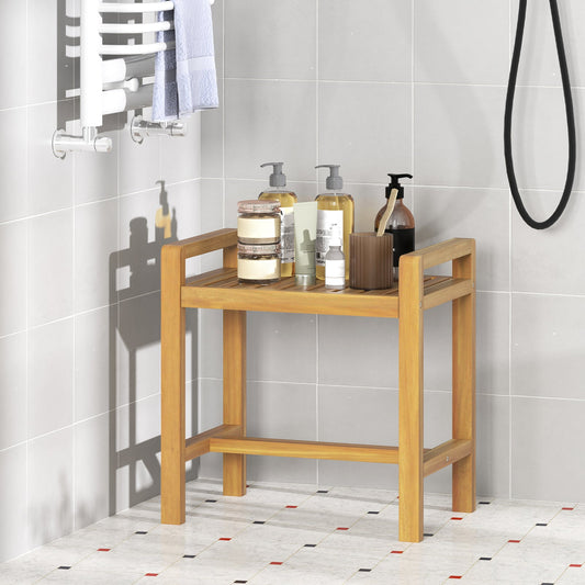 Teak Wood Shower Bench for Inside Shower Shaving Legs - Tampa Home & Garden Store