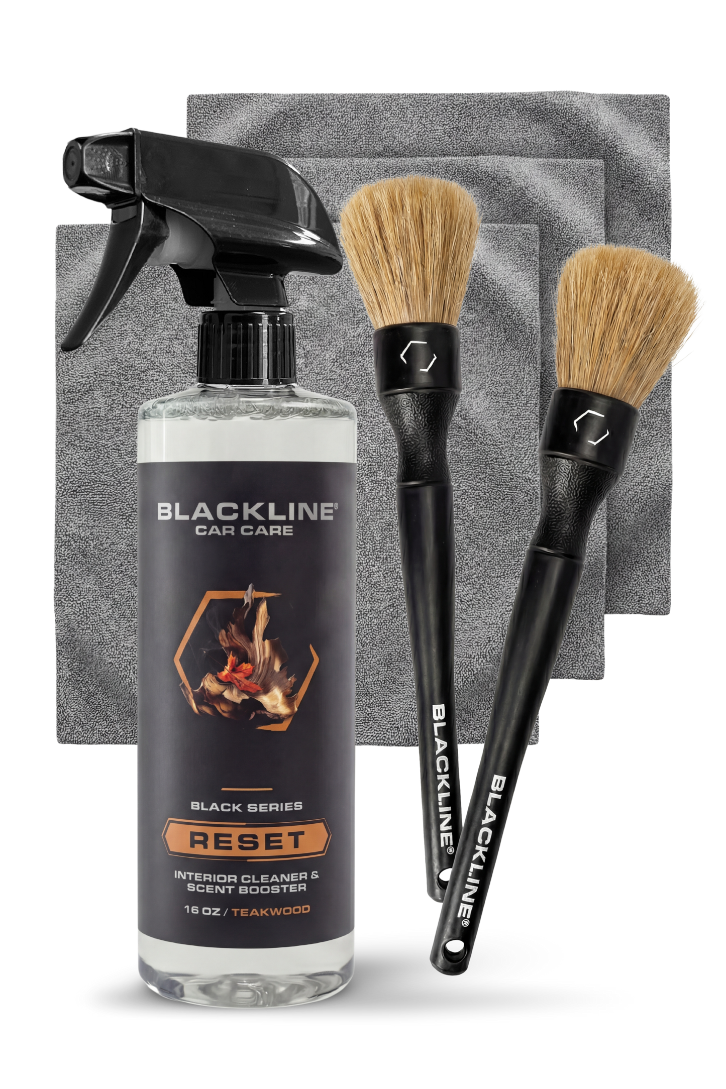 BLACKLINE RESET interior cleaner & scent booster kit—1 bottle, 2 brushes, 3 towels Teakwood on Tampa Home & Garden Store