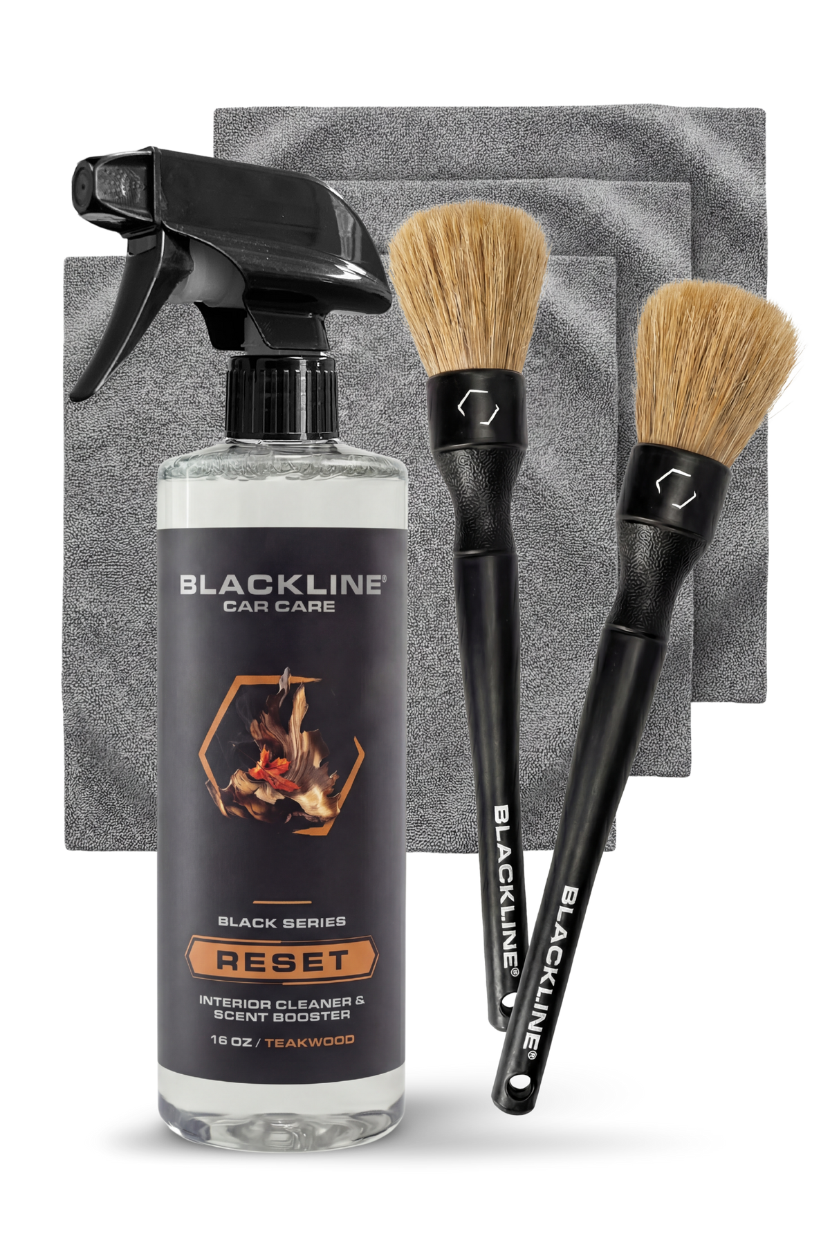 BLACKLINE RESET interior cleaner & scent booster kit—1 bottle, 2 brushes, 3 towels Teakwood on Tampa Home & Garden Store