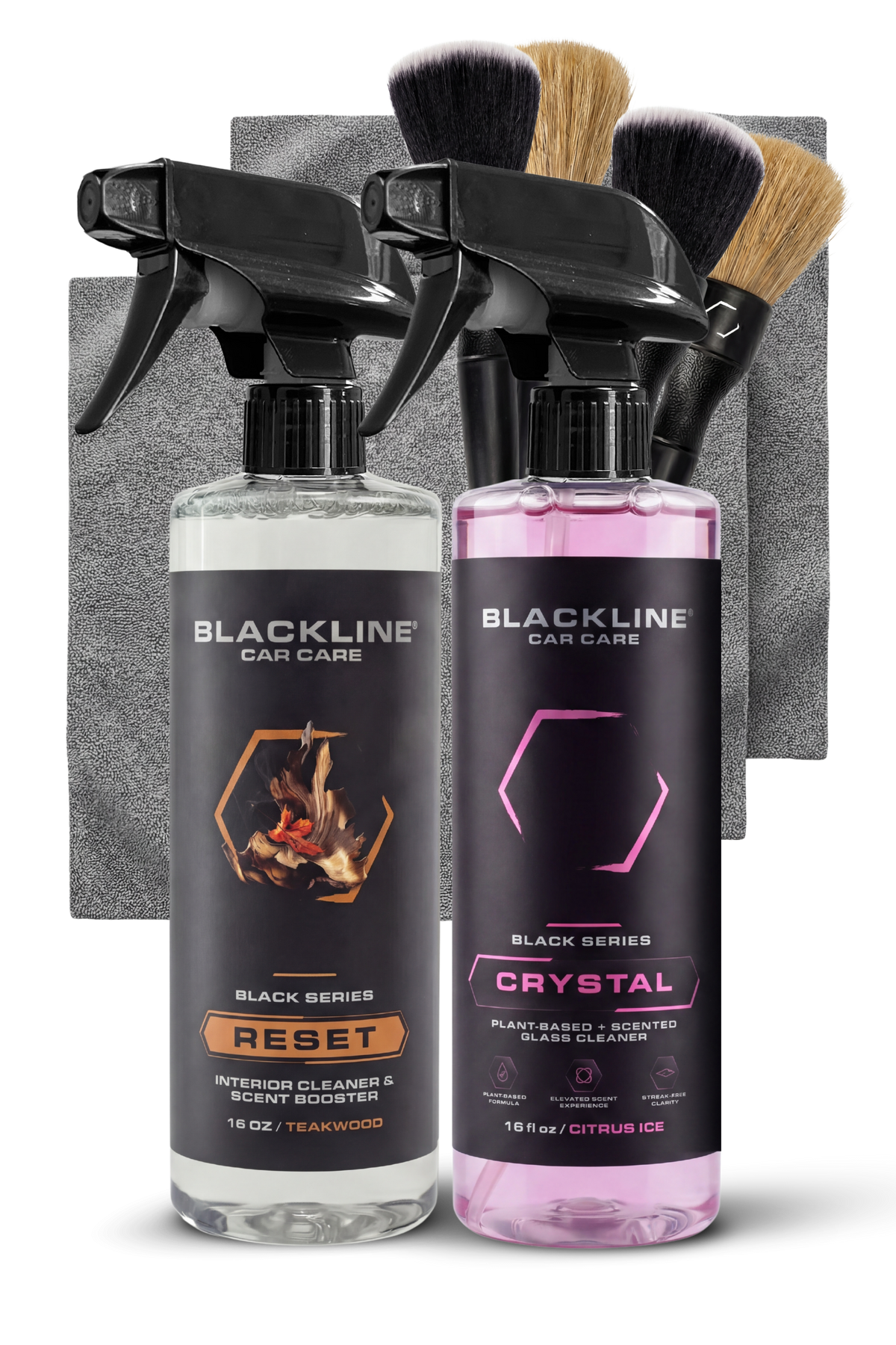 Blackline RESET interior cleaner & scent booster and Crystal two spray bottles Teakwood scent on Tampa Home & Garden Store
