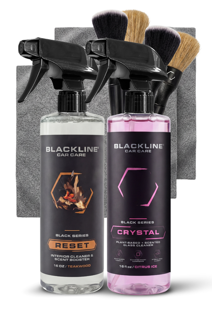 Blackline RESET interior cleaner & scent booster and Crystal two spray bottles Teakwood scent on Tampa Home & Garden Store