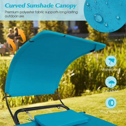 Teal Blue Outdoor Hammock Chaise Lounge Chair Cot with Canopy and Storage Bag - Tampa Home & Garden Store