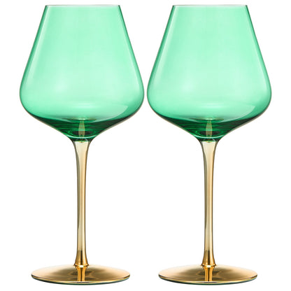 Deco Stemmed Wine Glasses Set of Two Clear