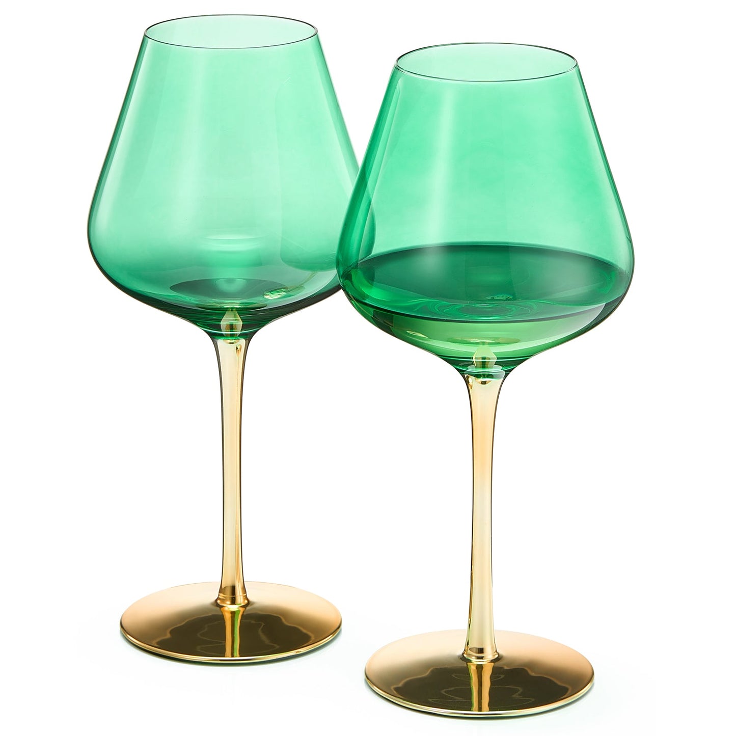 Deco Stemmed Wine Glasses Set of Two Clear