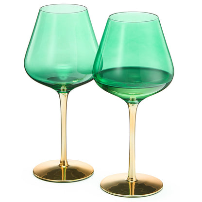 Deco Stemmed Wine Glasses Set of Two Clear