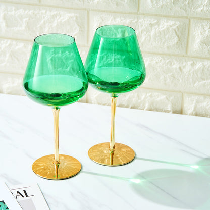 Deco Stemmed Wine Glasses Set of Two Clear