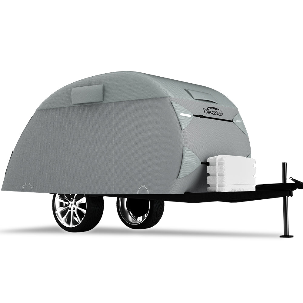 Teardrop trailer cover by Dikasun Outdoor, 7-layer waterproof gray RV storage cover on Tampa Home & Garden Store